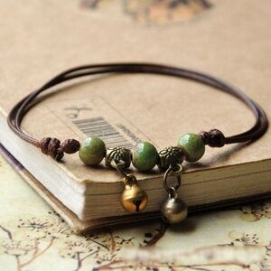 *MINU* Green Vintage Bell x Beaded Woven Fashion Bracelet